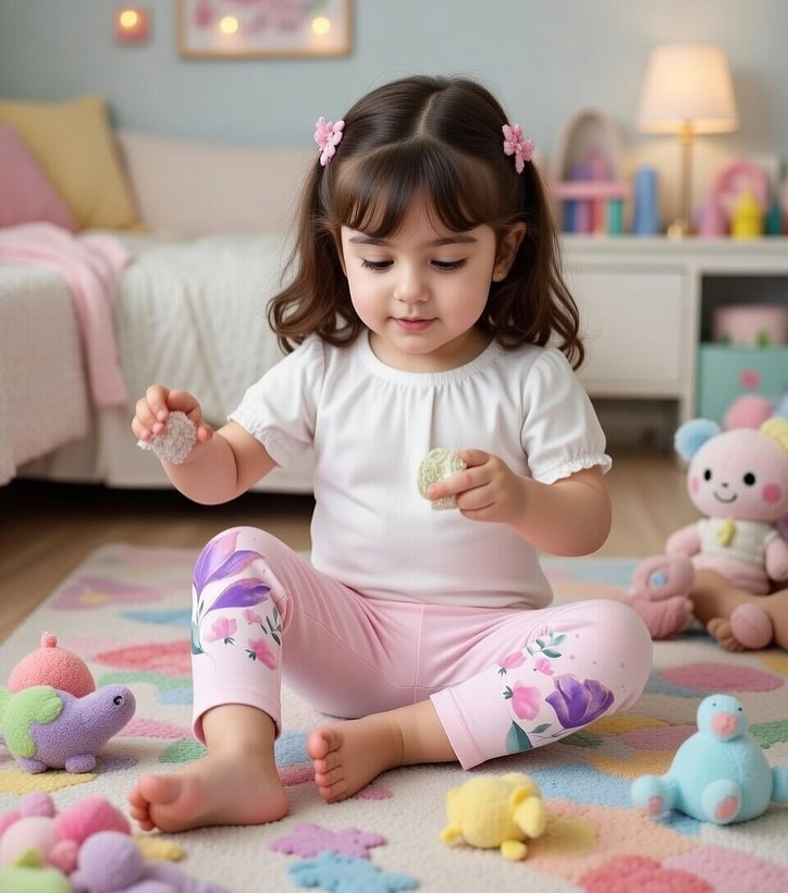 لگ دخترانه نخی وارداتی طرح دار